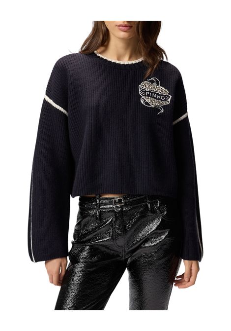 Maglione girocollo con ricami gioiello PINKO | Maglie | 105397 A2PKEZ1